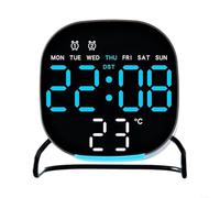 Horloge de bureau LED avec alarme, fonction compte à rebours et veilleuse conçue pour un suivi pratique de l'heure et de la date (noir bleu)