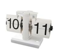 Horloge de Bureau Mécanique Vibrante, Cartes PVC Décoratives Alimentées par Batterie, Horloge Numérique Rétro à Rabat Facile à Lire pour Le Bureau (Tout Blanc)