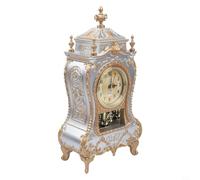 Horloge de cheminée antique de style européen silencieux, sans tic-tac, grande étagère décorative vintage pour salon, chambre à coucher, décoration d'intérieur, blanc et rouge (blanc)