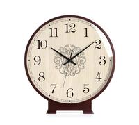 Horloge de cheminée en bois - Silencieuse - Horloge décorative à piles pour salon, chambre à coucher, bureau - Design bois massif