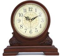Horloge de cheminée - Horloge décorative silencieuse en bois, fonctionne avec piles pour salon, bureau, cuisine et décoration d'intérieur