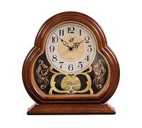 Horloge de cheminée silencieuse rétro à piles - Horloge de bureau à carillon pour décoration de salon et d'étagère - Horloge décorative vintage pour l'élégance de la maison