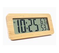 Horloge de chevet, réveil à piles, horloge numérique avec affichage de la température et de l'humidité, grand écran, mini réveil numérique en bois LED avec sans tic-tac, horloge pour bureau et bureau