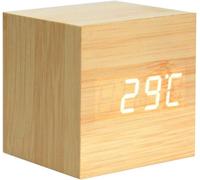 Horloge de chevet thermomètre, réveil en bois - Mini horloge numérique avec affichage de l'heure de la température