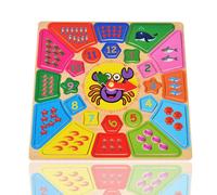 Horloge De Cognition En Bois Pour Enfants, Horloge De Désassemblage En Bois, Jouet De Puzzle De Fête En Forme De Géométrie Multifonction