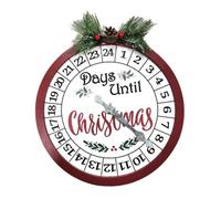 Horloge de compte à rebours de Noël 24 jours ronde en bois réutilisable | Panneau de l'Avent en bois pour salon, chambre à coucher, couloir, fenêtre, entrée, fête, maison, vacances, anniversaire