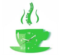 FLEXISTYLE Horloge de Cuisine Moderne La Tasse, Vert silencieuse, fabriquée en UE, Acrylique Italien