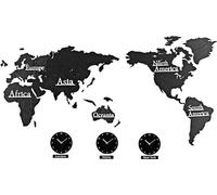Horloge de décoration de la carte du monde - Fuseaux horaires 115X50 Cm