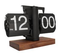 Horloge de feuille d'horloge vintage Flip Clock Retro Flip Clock avec grand nombre Battery Alited Horloge Vintage Page automatique Page de tournage Clock Horloge avec base en bois stable pour décorat