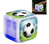 Horloge de football, réveil numérique, réveil de football, horloge de bureau F/ootball, éclairage cl/ock, réveil cube F/ootball avec veilleuse colorée, alarme C/serrure pour garçons, D/browse-C/lock