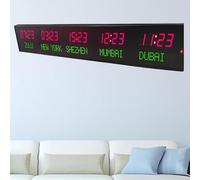 Horloge De Fuseau Horaire D'hôtel Multi-fuseaux Horaires, Horloge Mondiale à 5 Villes, Horloge Mondiale à LED, Horloge Mondiale à 5 Fuseaux Horaires à Montage Mural,Red+green