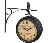 Relaxdays Horloge Murale, Design rétro, décoration, analogique, Fonctionne avec 2 Piles, HLP : 33 x 34 x 10 cm, Noire