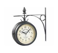 St. Leonhard Horloge de gare rétro double face avec thermomètre et 12 chants d'oiseaux