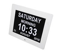 Horloge de Jour Numérique, Horloge de Calendrier Numérique de 10 Pouces, 8 Langues pour Les Personnes âgées pour la Chambre (Prise UE)