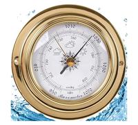 Horloge de marée avec boîtier en laiton, 98 mm, prévisions météo, sans pile, for bureaux, jardins, intérieurs et extérieurs