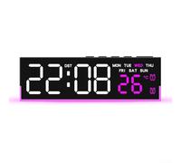 Horloge de nuit LED Soft Glow avec luminosité réglable et affichage de la température pour chambre à coucher et chambre d'enfant, nécessite une alimentation externe pour un fonctionnement continu