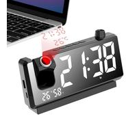 Horloge de plafond - Réveil de chevet, réveil électronique intelligent | Projecteur de temps numérique rotatif à 180 degrés avec capteur de température pour chambre, maison, bureau, voyage pratique
