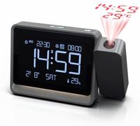 Horloge De Projection Numérique Pour Chambre À Coucher - Projecteur Rotatif À 180°, Synchronisation Heure Bluetooth, Doubles Alarmes, Date, Température, Variateur À 4 Niveaux, Fonction Snooze