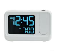 Horloge de projection rotative à 180°, alarme LCD multifonction avec contrôle tactile, température, humidité, date, heure, jour, météo pour chambre à coucher (D)