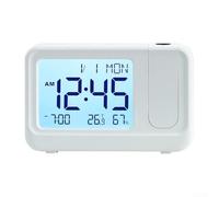 Horloge de projection rotative à 180°, alarme LCD multifonction avec contrôle tactile, température, humidité, date, heure, jour, météo pour chambre à coucher (B)