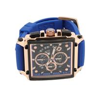 Horloge de Quartz pour Hommes, Groupe de Silicone Fashion Casual Water Résistant Men Analogique Brilliant Hollow Business Sporty Style pour Quotidiennement (Blue)