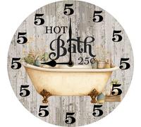 Horloge de salle de bain 25 centimes amusante pour salle de bain, toilettes d'invités, fonctionne à piles, mouvement silencieux, sans tic-tac, décoration de chambre 25 x 25 cm
