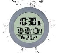 Horloge de salle de bain à piles avec ventouse - Affichage de la température et de la date - Étanche - Décoration de chambre pour maison, appartement, bureau, spa, chambre à coucher, cuisine