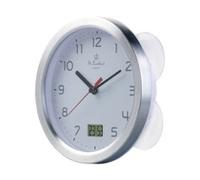Horloge de salle de bains étanche radio-pilotée avec thermomètre-hygromètre - blanc St. Leonhard