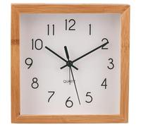 Horloge de Table avec réveil 16 x 16,3 cm, Style Minimal Naturel, Cadre en Bambou Cadran Blanc, Sibylle