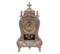 Horloge de table de style vintage, horloge de cheminée antique avec 12 chansons musicales, pièce décorative à piles pour salon, chambre à coucher, bureau, blanc ou marron (blanc)
