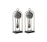 Horloge de table - DKD Home Decor - Verre Noir Doré - 17x12x46,5 cm - Lot de 2 - Style Loft