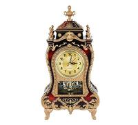 Horloge de table en plastique de style européen décoration pour bureau(Brown Red)