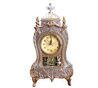 Horloge de table, horloge décorative de style européen antique avec balayage silencieux et carillon à 12 chansons pour décoration de salon et chambre à coucher (blanc)