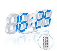 Horloge de table LED 3D 7 couleurs 24,6 cm avec télécommande, réveil numérique, luminosité réglable, minuterie 12/24 heures, heure/date/température pour chambre/cuisine/bureau