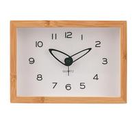 Horloge de Table rectangulaire avec réveil 19 x 13,8 cm, Style Minimal Naturel, Cadre en Bambou Cadran Blanc, Sibylle