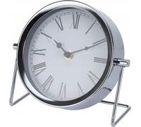 Horloge de table sur pied en métal, 25 cm, argent