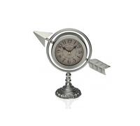 Horloge de table Versa Argenté Flèche pleine Métal 23 16 8 cm Gris
