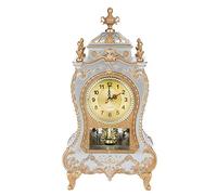 Horloge de Table Vintage, Horloge Décorative Antique, Horloge de Manteau de Cheminée, Horloge Murale à Piles pour Décoration D'étagère de Salon(Blanche)