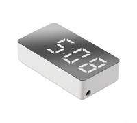 Horloge de voiture LED miroir électronique numérique alarme pour police multicolore portable vert blanc rouge bleu tableau de bord bureau chevet silencieux alimenté par USB décoration (blanc)