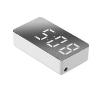 Horloge de voiture LED miroir électronique numérique police multicolore tableau de bord portable (blanc)