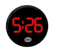 Horloge de voiture pour tableau de bord, petit horloge d'intérieur de véhicule rond, mini horloge numérique en ABS pour grille d'aération de voiture, accessoires d'intérieur (lumière noire rouge)