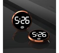 Horloge de voiture pour tableau de bord, petit horloge ronde d'intérieur de véhicule, mini horloge numérique ABS pour grille d'aération de voiture, accessoires d'intérieur de voiture (or rose)