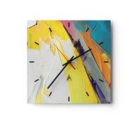 Horloge Décorative Moderne Carrée 40x40 cm Abstrait Art - 4871 | Impasse Peintures Tridimensionnel Pendule Murale Horloge Murale Silencieuse Grand Décoration Murale Salon Cuisine ARTTOR