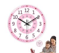 Horloge d'enseignement pour , horloge d'apprentissage, horloges de salle de classe, décoration murale de 20,3 cm | Horloge murale colorée, horloge silencieuse pour apprendre l'heure des salles