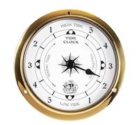 Horloge des marées en laiton, horloge murale nautique de 9,7 cm pour côte est - Affichage marée haute/marée basse, mouvement silencieux, horloge murale côtière, horloge de bateau à fixation murale