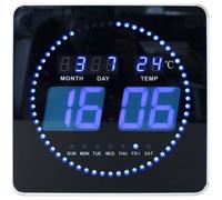 Horloge digitale à LED bleu 28 cm Noir