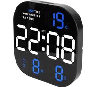 Horloge digitale grand écran LED USB 5V Télécommande Multifonctionnelle Température Affichage Mois Horloge électronique lumineuse pour Bureau Salon Deux Couleurs Lumière Bleue