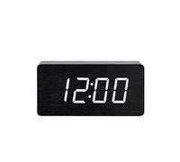 Avizar Horloge en Bois avec Affichage LED Numérique Clair Noir