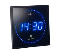 Horloge digitale murale radiopilotée avec 170 LED - Bleu - Lunartec