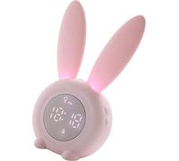 Horloge digitale pour chambre d'enfant - rose - réveil - forme lapin - veilleuse LED